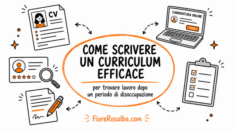 Illustrazione guida su come scrivere un curriculum efficace per trovare lavoro dopo un periodo di disoccupazione
