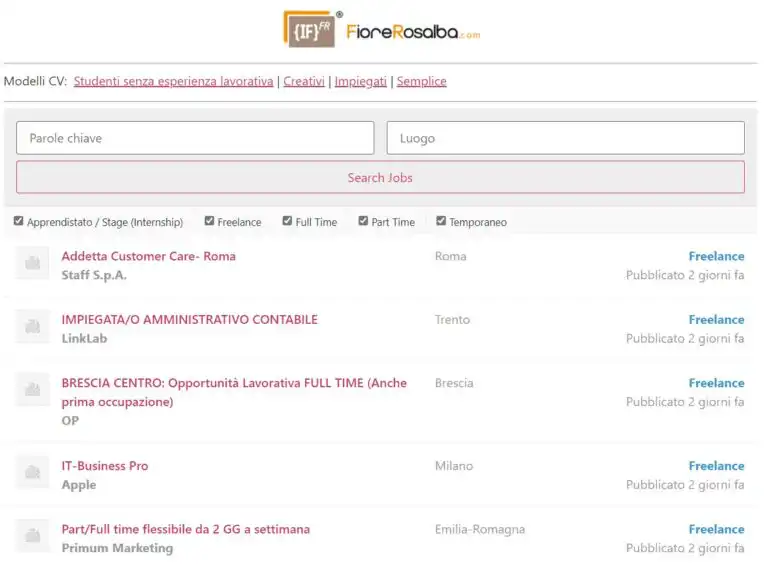 Bacheca Lavoro FioreRosalba.com