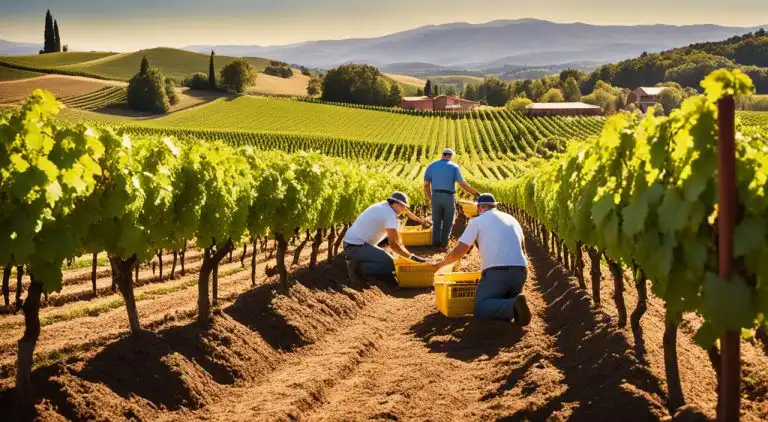 vino frizzante raccolto nel vigneto