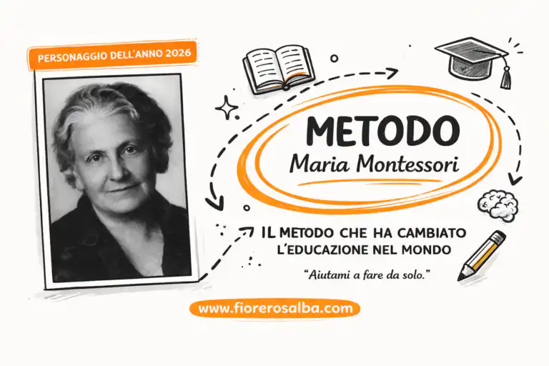 Maria Montessori Personaggio dell’Anno 2026 – Grafica metodo educativo FioreRosalba.com