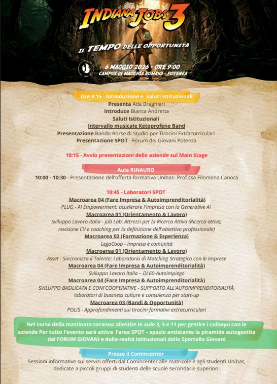 indiana jobs 1 locandina indiana jobs 3 unibas potenza